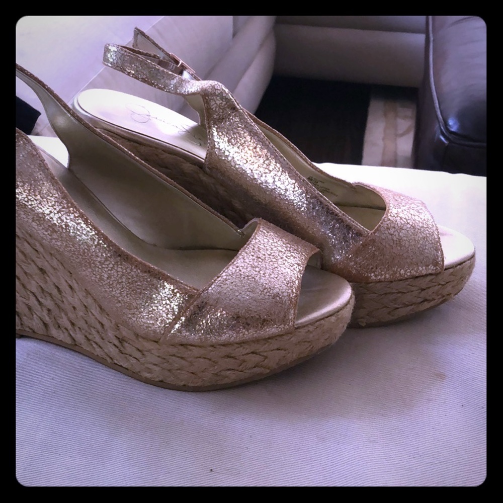 Jessica Simpson Gold Wedge espadrilles